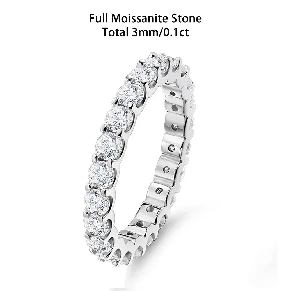 Engagement Wedding Ring for Women Men with All Moissanite 2/3mm Stone Eye Catching Short Ring for Special Occasions