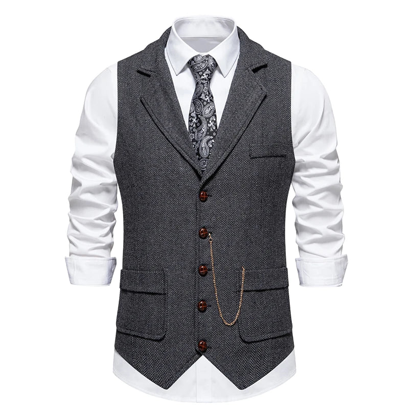 Men's Retro Lapel Chain Vest