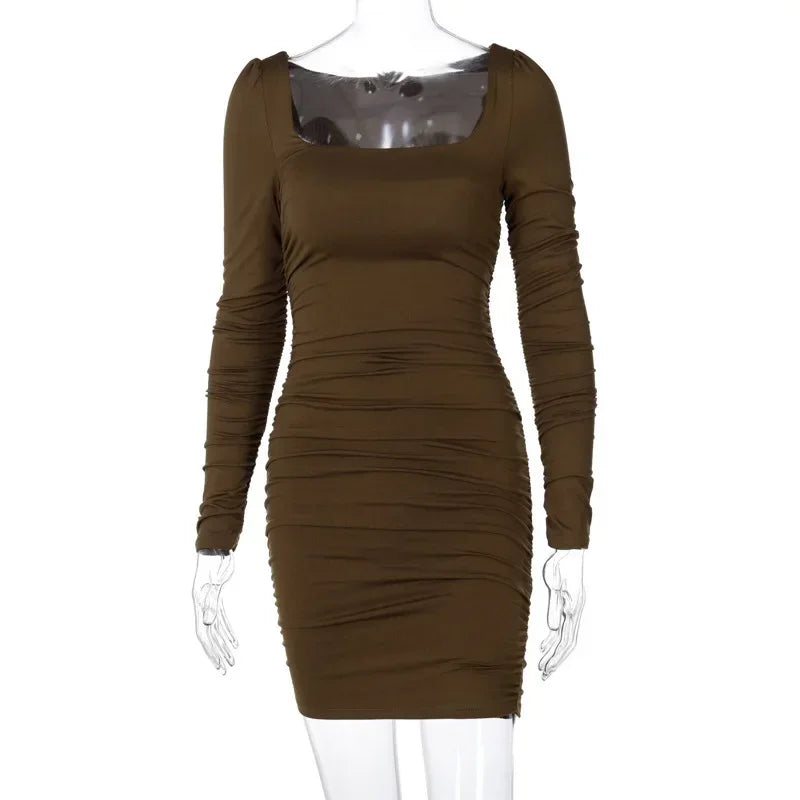 New popular women's long sleeved sexy slim fit dress