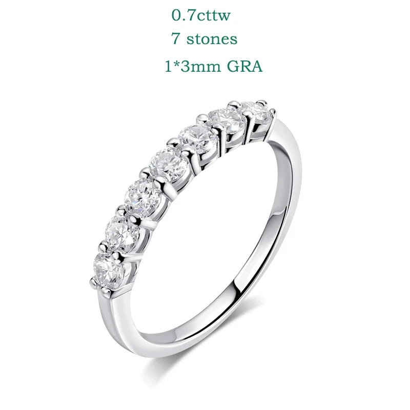 Smyoue Damen-Edelsteinringe mit Moissanit, 0,7 Karat, 3 mm, S925 Silber, Hochzeitsring mit Diamanten, stapelbar, Weißgold, Geschenk