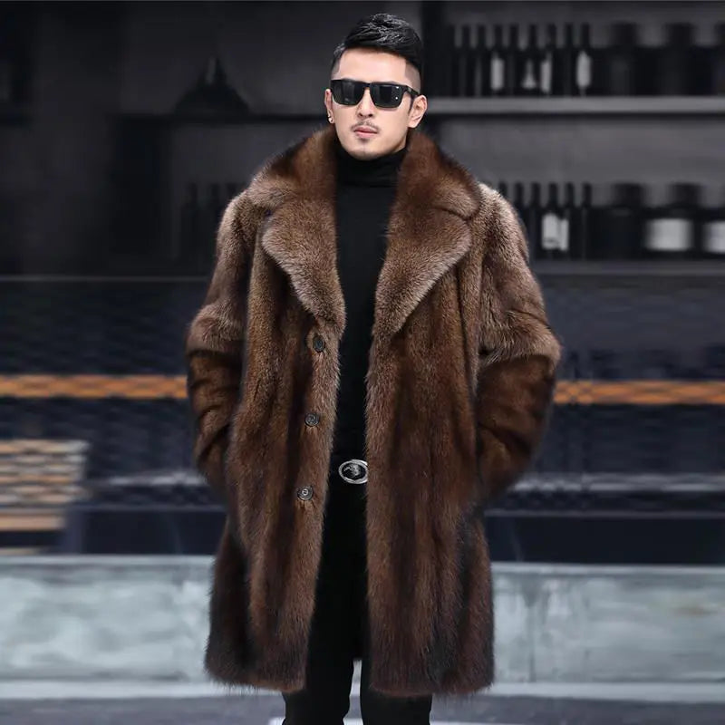 Men's long fur coat