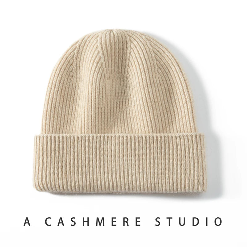 High Quality 100% Cashmere Knitted Hat for Women and Men