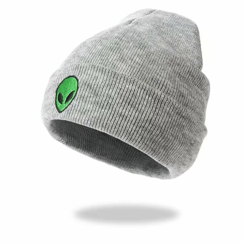 Men Women Alien Embroidered Knitted Hat