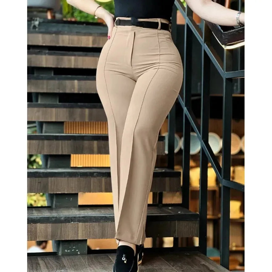 High Waist Straight Leg Work Pants