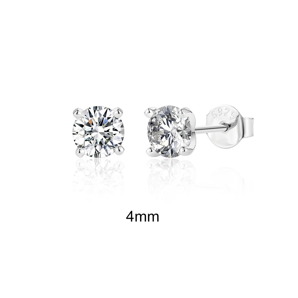 Sparkling Moissanite Stud Earrings 0.5-1.2 Carat D Color for Women Fine Jewelry with 925 Sterling Silver Piercing