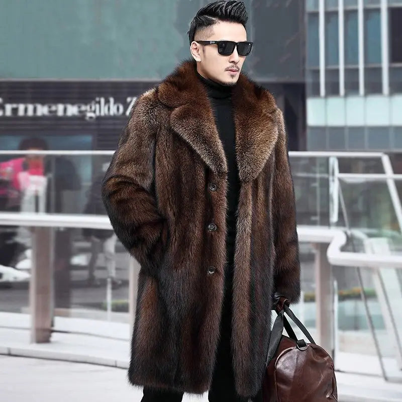 Men's long fur coat