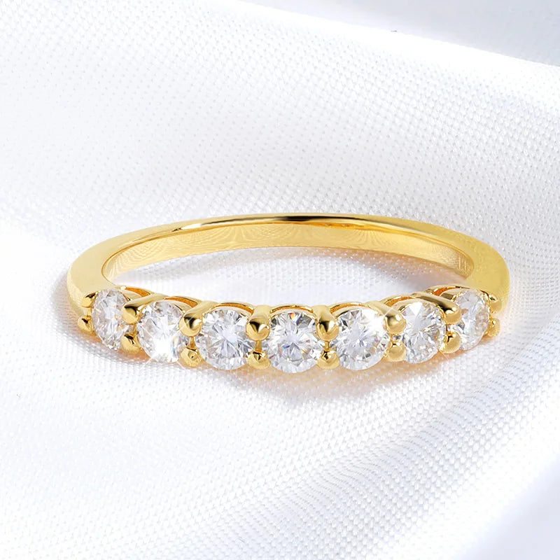 Smyoue Damen-Edelsteinringe mit Moissanit, 0,7 Karat, 3 mm, S925 Silber, Hochzeitsring mit Diamanten, stapelbar, Weißgold, Geschenk