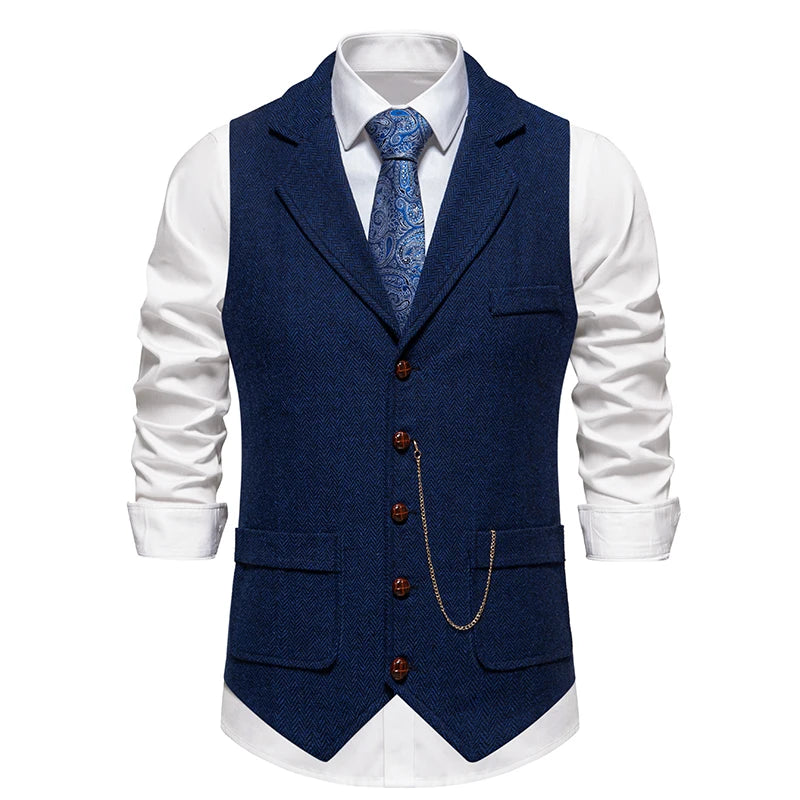 Men's Retro Lapel Chain Vest